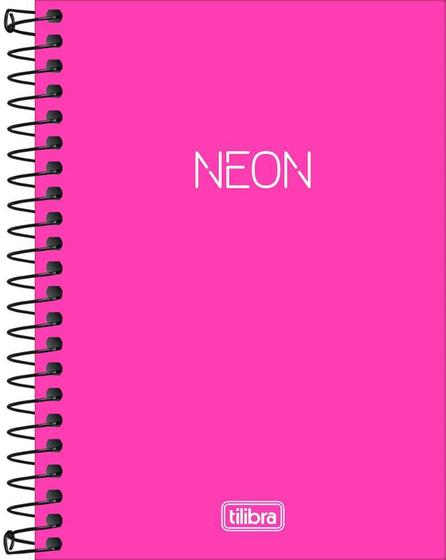 Imagem de Caderneta Espiral Capa Plástica Neon Rosa 80 Folhas Tilibra