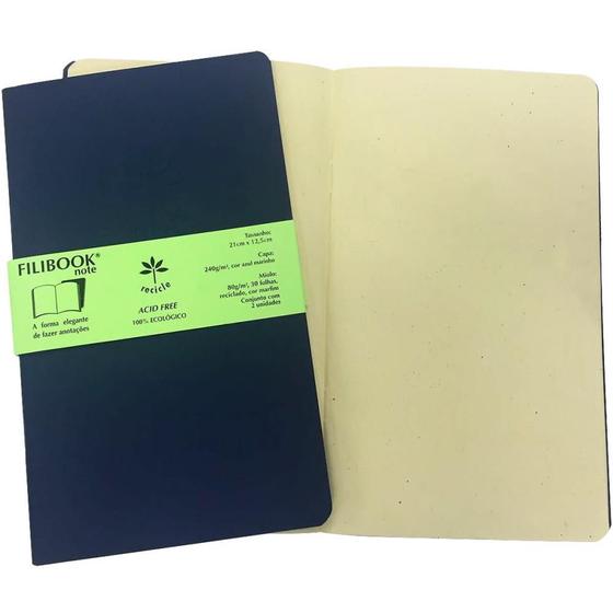 Imagem de Caderneta Filibook Note 30 Folhas 21 X 12,5 CM AZUL/MARROM - Pacote com 2 Unidades