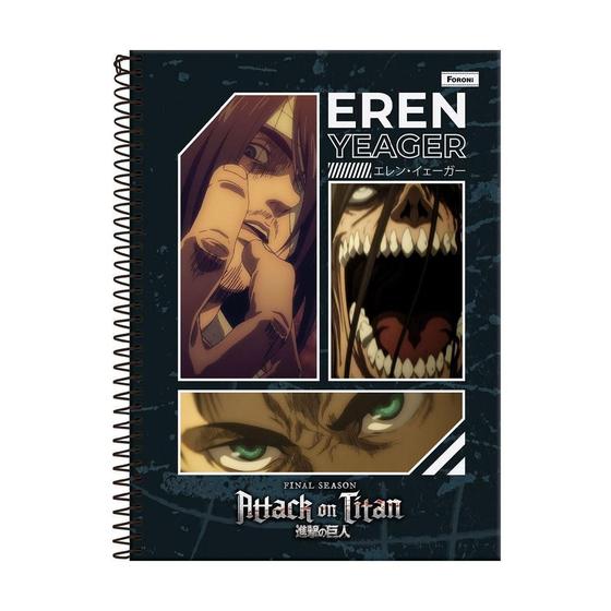 Imagem de Caderno 10 Matérias Esp 160Fls Attack On Titans Eren Foroni