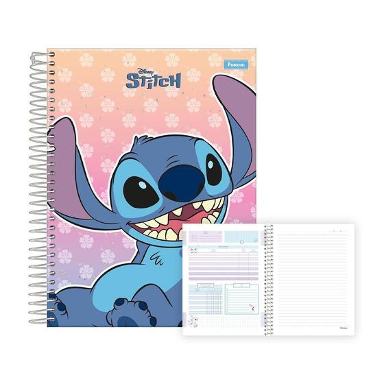 Imagem de Caderno 10 Matérias Esp 160Fls Disney Stitch Sorriso Foroni