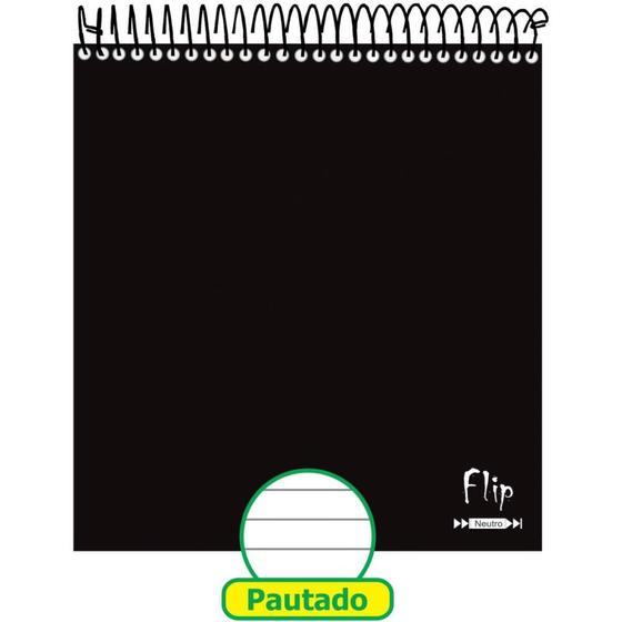 Imagem de Caderno 10X1 Capa Dura FLIP Neutro Preto Vertical 160 Folhas - Pacote com 4 Unidades