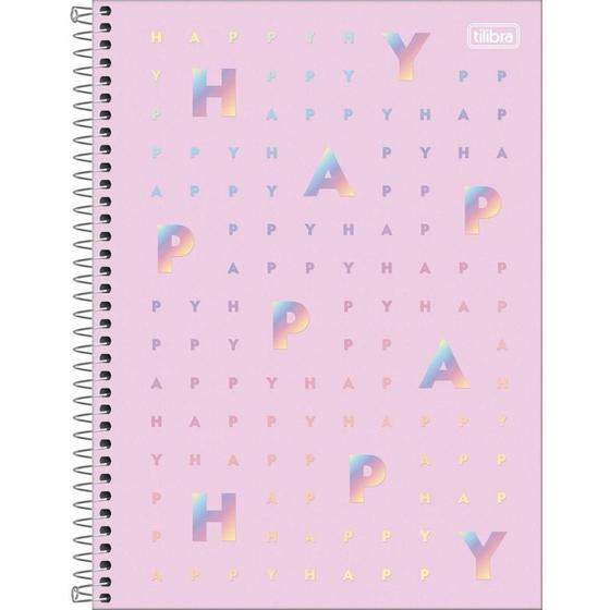 Imagem de Caderno 10X1 Capa Dura HAPPY 160 Folhas - Pacote com 4 Unidades