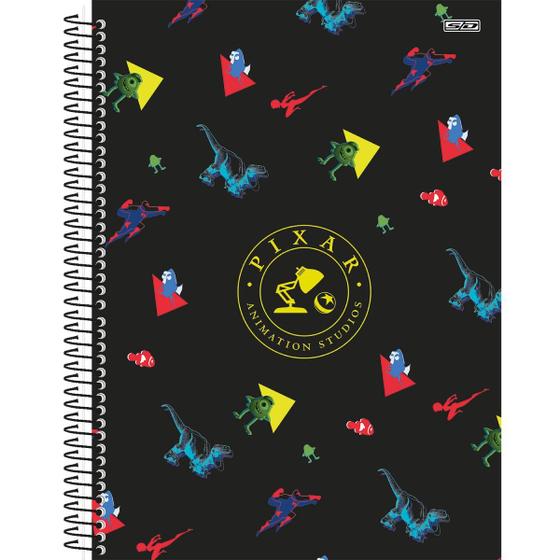 Imagem de Caderno Animação Pixar 1 Matéria Escolar Capa Dura Espiral