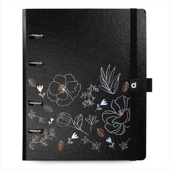 Imagem de Caderno argolado Ótima ultra noir flores com elástico