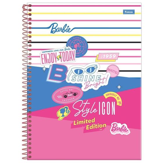 Imagem de Caderno Barbie Capa Dura Espiral 1 Matéria 80 Folhas Escolar