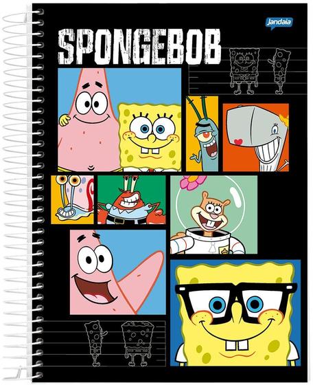 Imagem de Caderno Bob Esponja Jandaia  Com Adesivos 1 Matéria Escolar