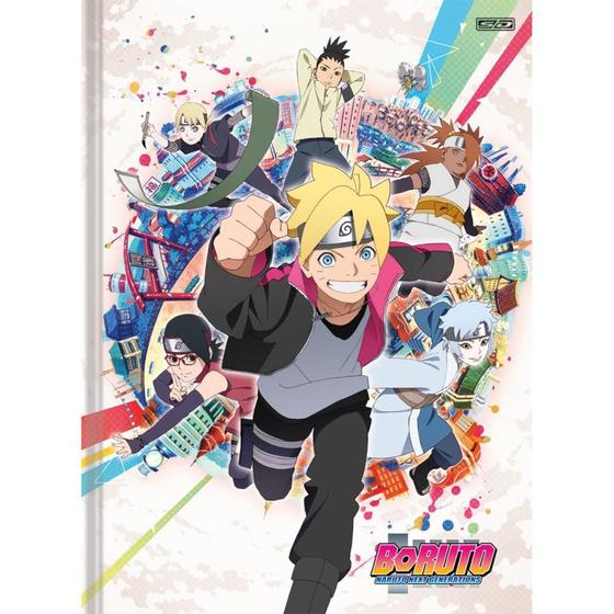 Imagem de Caderno Brochura 1/4 Capa Dura BORUTO/NARUTO 80 Folhas Pacote com 05