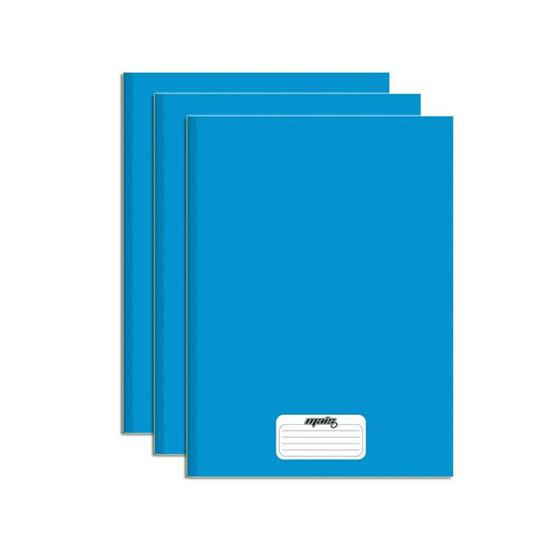 Imagem de Caderno Brochura Capa Dura Azul 96 Folhas Kit 3