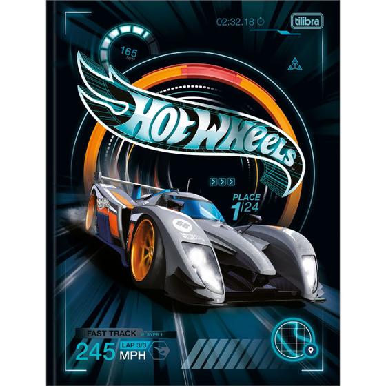 Imagem de Caderno Brochura Capa Dura Universitário Hot Wheels 80 Folhas - Carro Cinza