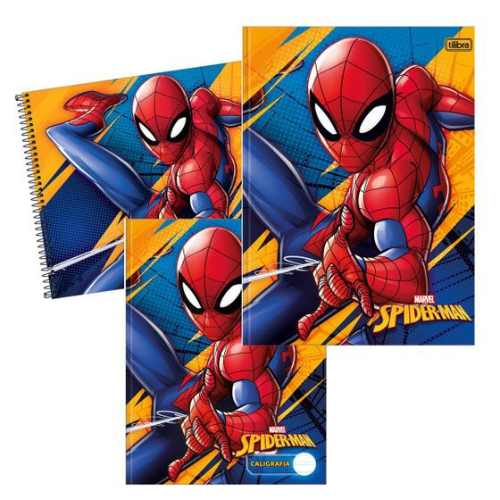 Caderno Brochura + Desenho + Caligrafia Capa Dura Kit 3un Spider Man Homem  Aranha Marvel Tilibra Escolar Infantil Ensino - Caderno Brochura - Magazine  Luiza