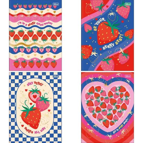 Imagem de Caderno Brochurão Capa Dura BE BERRY 80 Folhas Pacote com 05