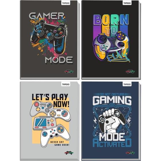 Imagem de Caderno Brochurão Capa Dura Game OVER 96 Folhas Pacote com 04