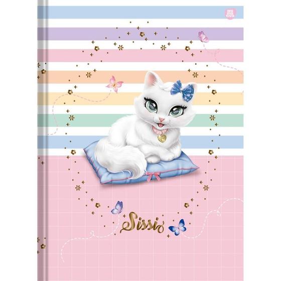 Imagem de Caderno Brochurão Capa Dura Sissi com Glitter Reserva 48 Folhas  Pacote com 10 Unidades