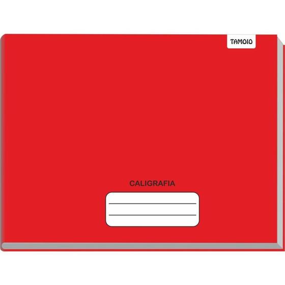 Imagem de Caderno Caligrafia Capa Dura Liso Horizontal 1/4 48 FLS Vermelho - Pacote com 05 Unidades