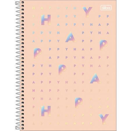 Imagem de Caderno Capa Dura Colegial  MÉDIO Happy 90 Gramas 80 Folhas Tilibra