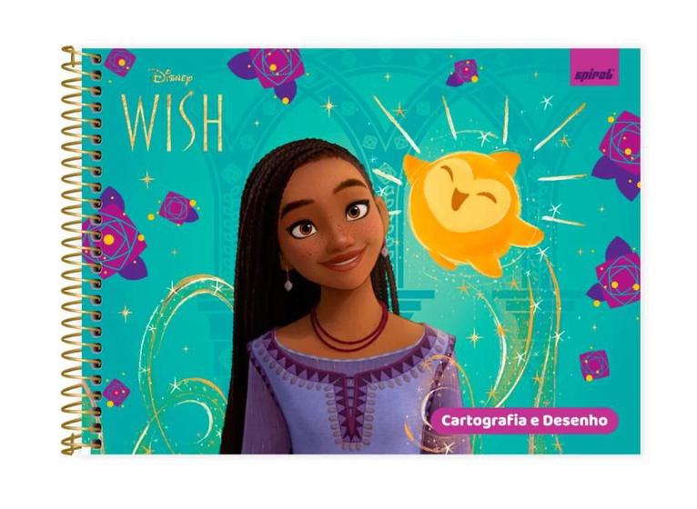 Imagem de Caderno Cartografia e Desenho Capa Dura 48 Folhas Disney Wish Spiral - PT 1 UN