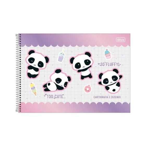 Imagem de Caderno Cartografia E Desenho Panda Lovely Friend Tilibra Too Cute