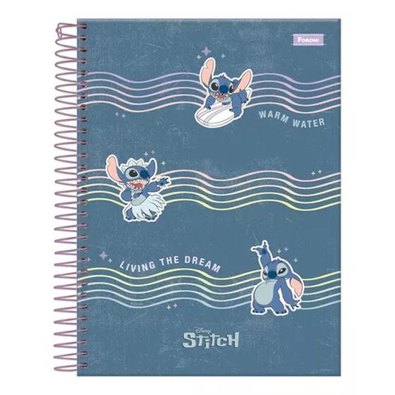 Imagem de Caderno Colegial 10 Matérias 160 Folhas Stitch Capa 1-Foroni
