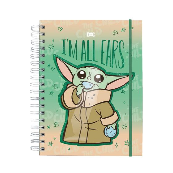 Imagem de Caderno Colegial Smart Baby Yoda Mandalorian Star Wars 80 folhas Reposicionáveis Tira Põe DAC