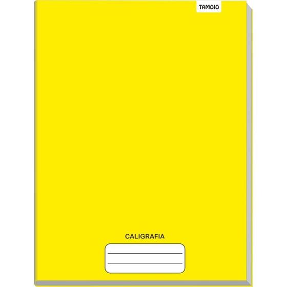 Imagem de Caderno de Caligrafia Capa Dura Liso 48 Folhas Brochurão Amarelo - Pacote com 5 Unidades