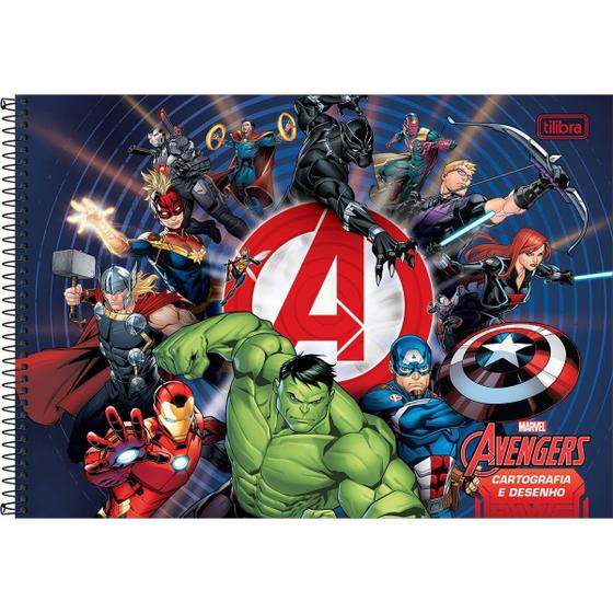 Imagem de Caderno de Cartografia e Desenho Espiral Capa Dura Avengers Marvel  80 Folhas -Tilibra