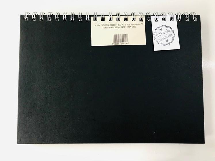 Imagem de Caderno de desenho artístico A4 preto 180g c/35fls pretas