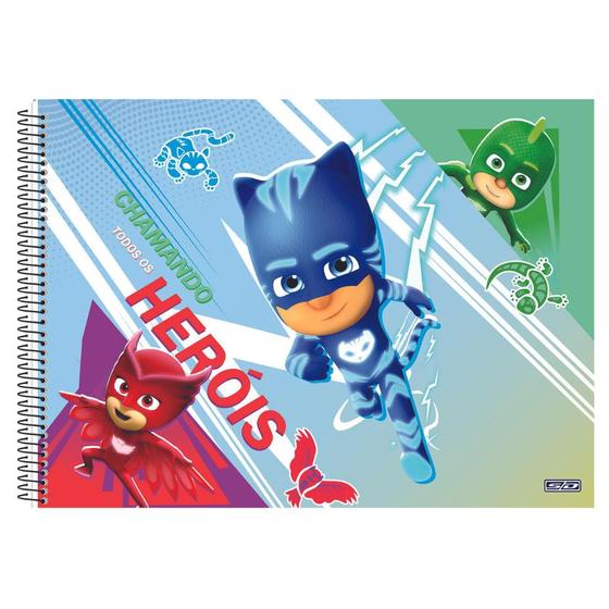 Imagem de Caderno De Desenho Espiral Capa Dura Pj Masks 60 Folhas São Domingos