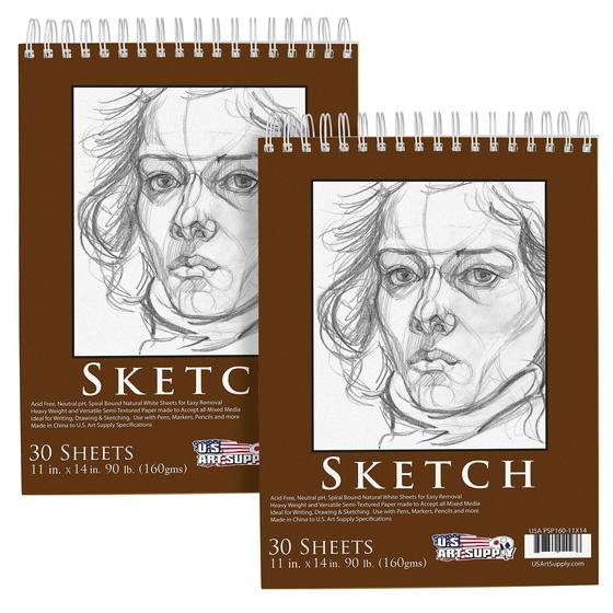 Imagem de Caderno de Desenho Espiral U.S. Art Supply - 11x14 Polegadas (Pacote com 2)