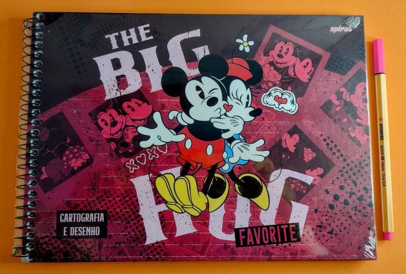 Caderno de Desenho Mickey Minnie 80 folhas Spiral Capa Dura - Caderno ...