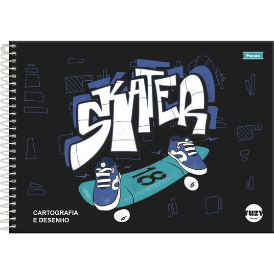 Imagem de Caderno de Desenho Universitário Capa Dura FUZZY 80 Folhas Pacote com 04