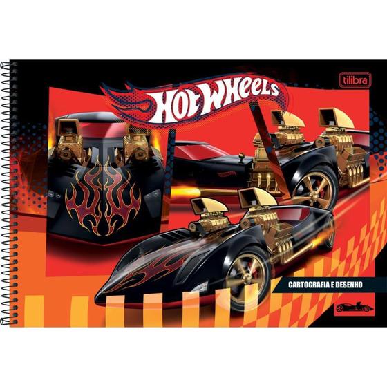 Imagem de Caderno de Desenho Universitário Capa Dura HOT Wheels 80 Folhas - Pacote com 4 Unidades