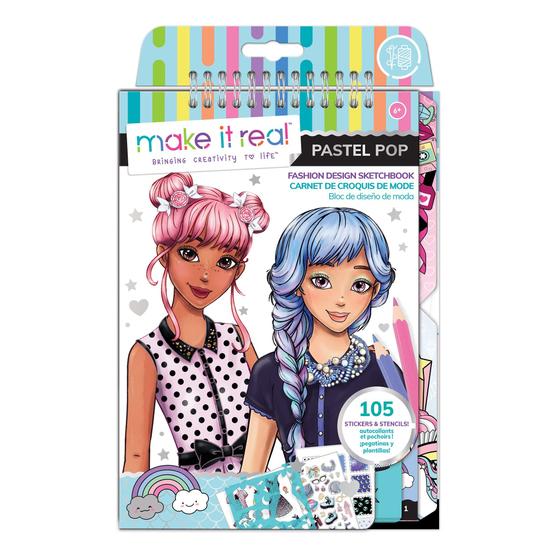 Imagem de Caderno de esboços de design de moda Make It Real Pastel Pop com mais de 6 anos