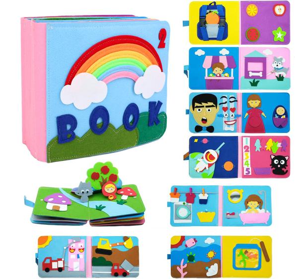 Imagem de Caderno De Montessori Sensorial Didático Atividades Educativa Livro Brinquedo Educativo 
