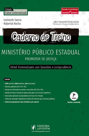 Imagem de Caderno De Treino - Ministério Público Estadual - Promotor De Justiça - 7ª Edição (2023) - JusPodivm