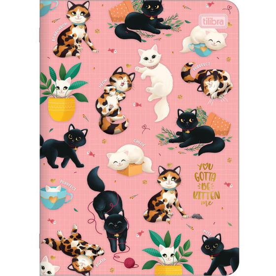 Imagem de Caderno Escolar Pequeno Grampeado 1/4 Flexível Purrfect Cats 32 Folhas - Tilibra