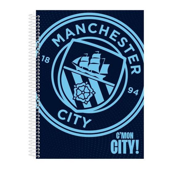 Imagem de Caderno Escolar Time Manchester City 10 Matérias Com Adesivo