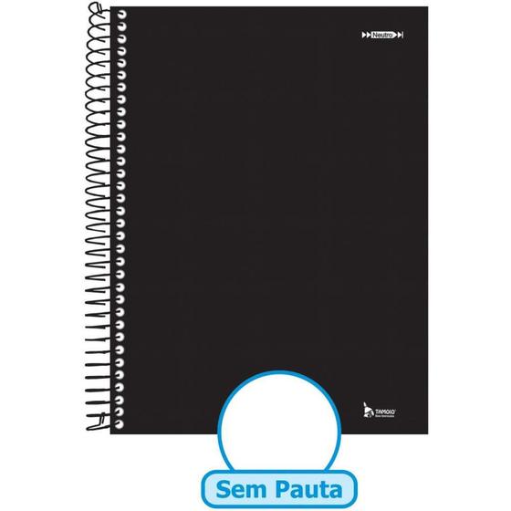 Imagem de Caderno Espiral 1/4 Capa Dura Neutro Preto 96 Folhas sem Pauta - Pacote com 05 Unidades