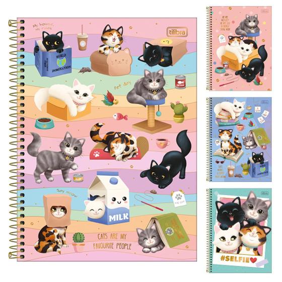 Imagem de Caderno Espiral 10 Materias Gatos 160 Folhas Perfect Cats