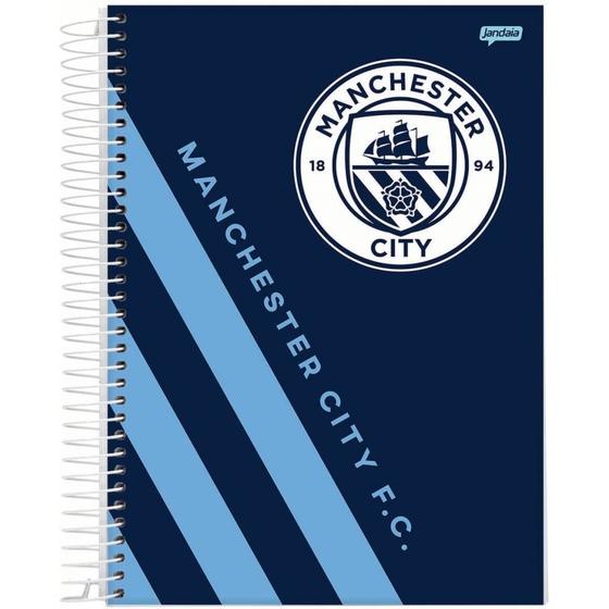 Caderno Espiral Capa Dura Universitário Matéria Manchester City Jandaia Caderno Escolar