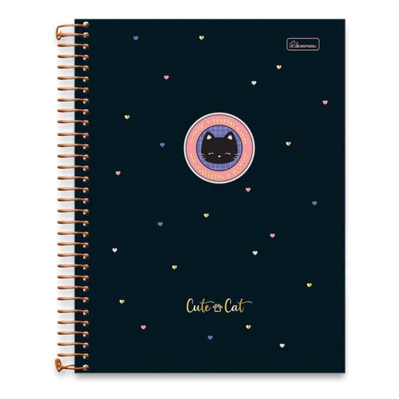 Imagem de Caderno Espiral Capa Dura Universitário Cute Cat 80 Folhas 1 Matéria CARDESIL