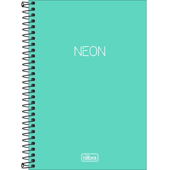 Imagem de Caderno Espiral Capa Plástica 1/4 Sem Pauta Neon Turquesa 80 Folhas Tilibra