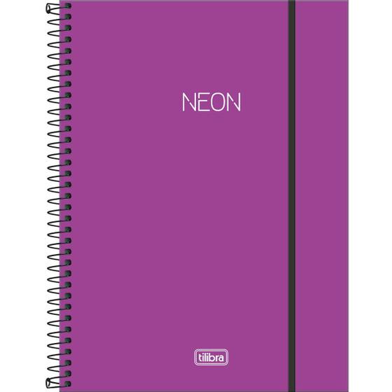 Imagem de Caderno espiral capa plástica universitário 1 matéria neon 80 folhas