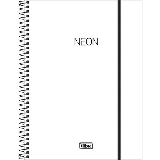 Imagem de Caderno Espiral Capa Plástica Universitário 1 Matéria Neon Branco 80 Folhas