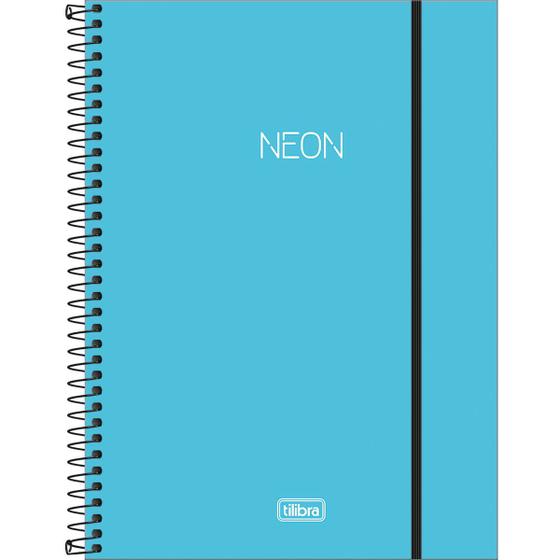 Imagem de Caderno Espiral Capa Plástica Universitário 10 Matérias Neon Azul 160 Folhas