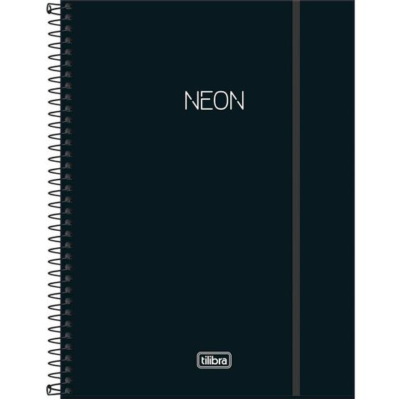 Imagem de Caderno Espiral Capa Plástica Universitário 10 Matérias Neon Preto 160 Folhas Tilibra