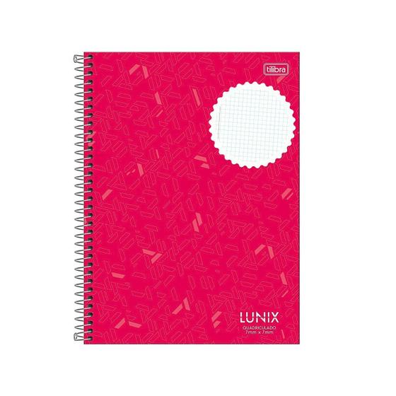 Imagem de Caderno Espiral Grande Universitário Lunix Quadriculado 7x7 Capa Dura 80 Folhas Tilibra