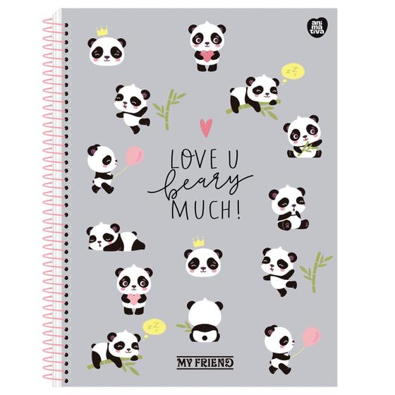 Imagem de Caderno Espiral Grande Universitário Ursinho Panda My Friend 10 Matérias 160 Folhas Capa Dura Animativa