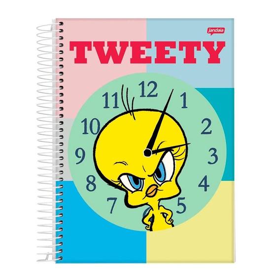 Imagem de Caderno Espiral Univ CD 1 Matéria 80Fls Tweety Relógio 