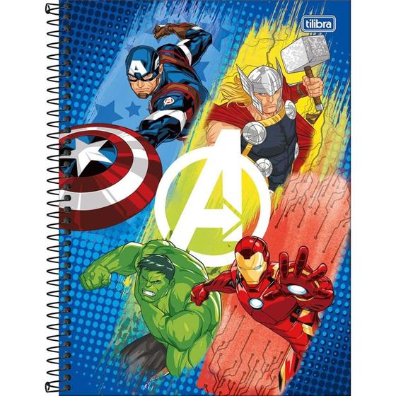 Imagem de Caderno Espiral Universitário 1 Matéria Avengers Fit (Vingadores) 80 Folhas Tilibra