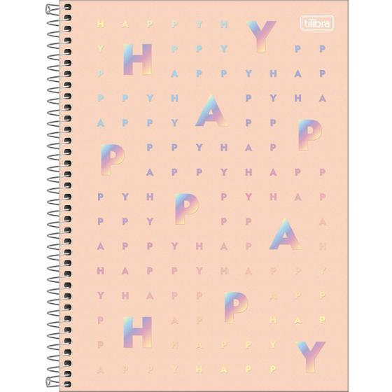 Imagem de Caderno Espiral Universitário Capa Dura 10 Matérias Happy 160 Folhas -Tilibra